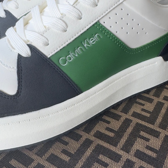 Calvin Klein Men's Blayne Casual Lace-Up White, Green, and Black Sneakers - Picture 11 of 15